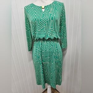 Green Geometric Patterned Dress Jessica Howard 10p